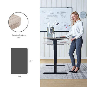 LINSY HOME Electric Height Adjustable Office Desk, 55 x 27 inch Standing Desk Intelligent Stand Up Workstation with 4 - Height Memory Controller, Headphone Hook, Cable Management Groove, Mouse Pad
