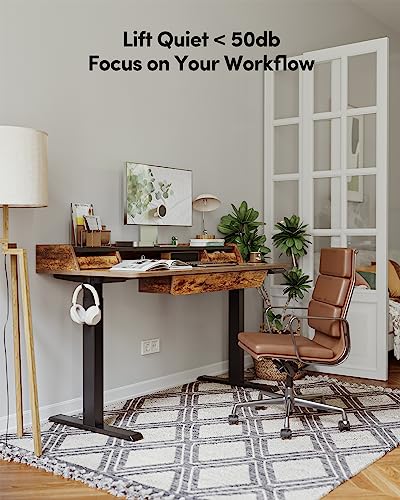 BANTI Electric Standing Desk with Drawers, Adjustable Height - Rustic Brown Top