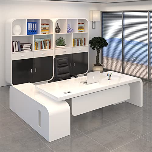 TAPHET Office Desk Lacquer Boss Table White - Manager's Shift Desk