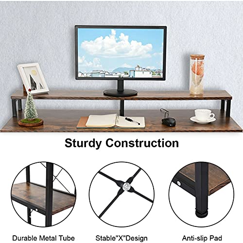 BJYX Computer Desk Workstation Home Office Student Dorm Laptop Study Gaming Table (Color : Brown(47In+amp; w/Shelf))