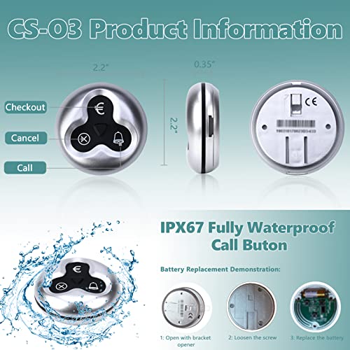 WNKRUN Wireless Calling System with 1 Number Display Host/15 3-Key Call Buttons