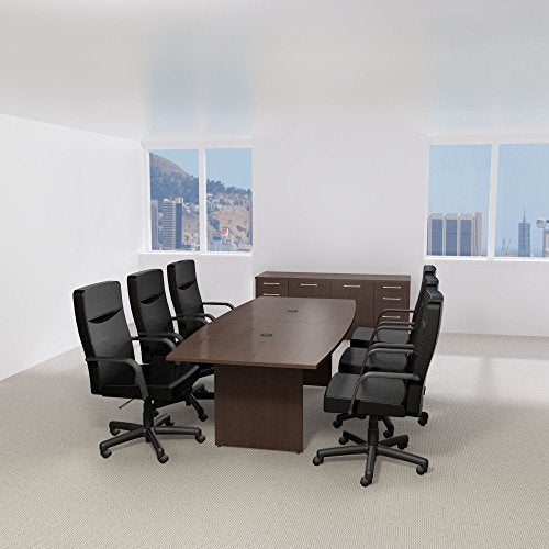 Bush Business Furniture Conference Table for 6-8 People | Boat Shaped 8ft Desk, Mocha Cherry