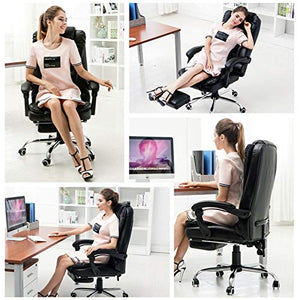 None Executive Office Chair - Reclining Staff Conference Chair - Black - 60x60x127cm