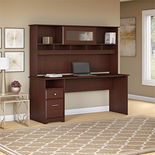 Scranton & Co 72W Computer Desk with Hutch in Harvest Cherry