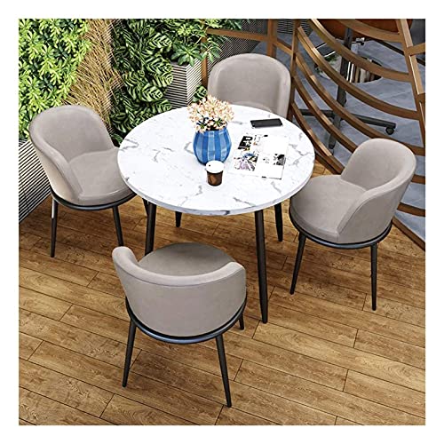 SYLTER Office Conference Table Set with 4 Leather Chairs