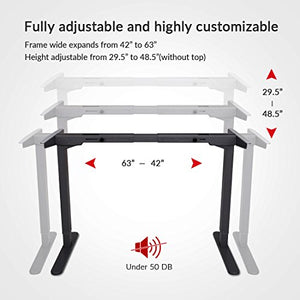 Loctek HAD2B Sit Stand Desk Frame Dual Motors Electric Height Adjustable Home Office Desk Base (Black)