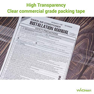 WiiGreen Clear Packing Tape Refill 1.9" inch x 100 Yard with Dispenser, Heavy Duty, Strong Clear Adhesive for Shipping, Moving, Packaging, Sealing and Storage, 144 Rolls