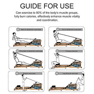 Koreyosh Foldable Water Rowing Machine Indoor Water Rower Adjustable Resistance with LCD Monitor Home Gym Equipment for Whole Body Exercise Cardio Training (Wood-Foldable)