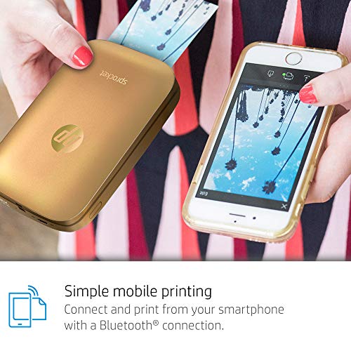 HP Sprocket Portable Photo Printer – Print Social Media Photos on 2x3 Sticky-Backed Paper – Gold (Z3Z94A)