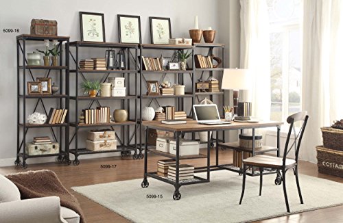 Homelegance 5099-15 Wood and Metal Writing Desk, Brown/Black