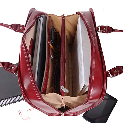 McKlein, W Series, Hillside, Top Grain Cowhide Leather, 14" Leather Ladies' Laptop Briefcase, Red (96526)