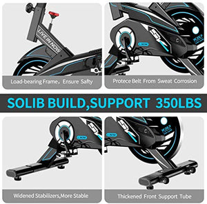 L NOW Indoor Exercise Bike Stationary, Belt Drive Indoor Cycling Bike for Home Office Cardio Workout Bike Training Max 350Ibs With Wire to Connect Phone (E6)