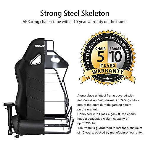 AKRacing Core Series SX Gaming Chair with High Backrest, Recliner, Swivel, Tilt, Rocker and Seat Height Adjustment Mechanisms with 5/10 Warranty - Black