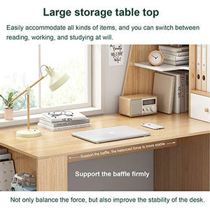 Desk Wooden Home Office Computer Storage Bookcase, 47"/55" Corner with Left Or Right Set Up Integrated Bookshelf, Modern Simple Style Laptop Table Student Writing Study