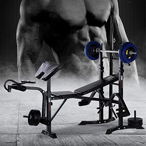 Qianglin All-in-1 Adjustable Weight Bench Set for Full Body Workout, Gift for Dad, Olympic Weight Strength Training Bench, Heavy Duty Weight-Lifting Bed Exercise Machine Fitness Equipment