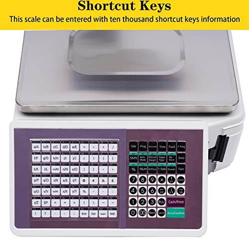 TFCFL Digital Price Computing Scale with Thermal Label Printer, 60lb Capacity, Commercial Meat Produce Weight Scale