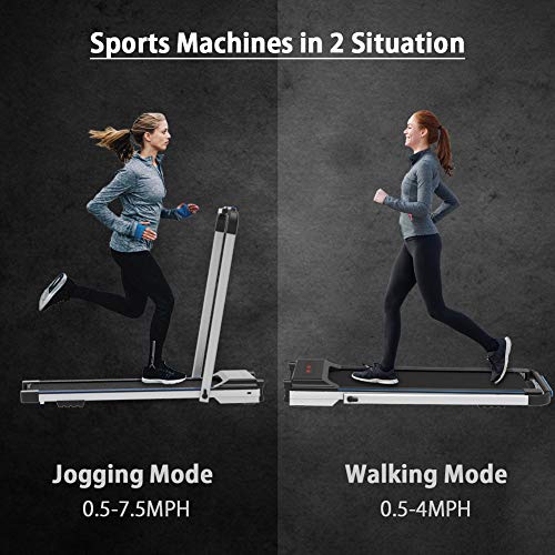CIIHI C Portable Treadmill for Small Spaces Foldable Under Desk Compact for Home Office Apartment Electric Walking Machine with Safety Key Remote Control and 2 Wheels