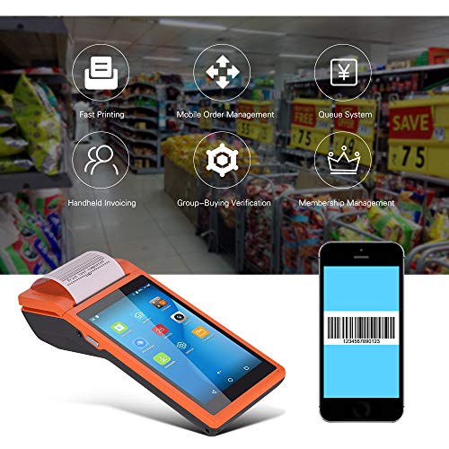 Aibecy All in One Handheld PDA Printer Smart POS Terminal Wireless Portable Printers Intelligent Payment Terminal Function BT/WiFi/USB OTG/ 3G Communication