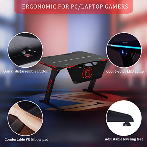 L-sister Perfect Embellishment Plot Table Ergonomic Office Desk Workstation with Headphone Hook Black Easy to Assemble
