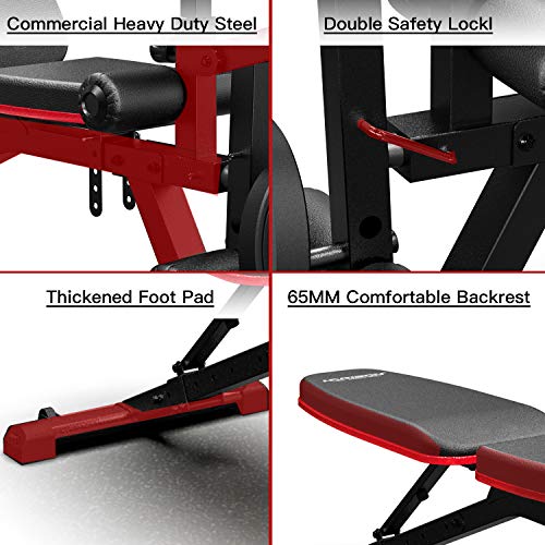 HARISON Weight Bench Adjustable with Preacher Pad and Leg Extension Full Body Workout Incline Decline Exercise Workout Bench for Home Strength Workout (Updated Version)