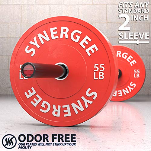 Synergee Color Bumper Plates Weight Plates Strength Conditioning Workouts Weightlifting 55lbs Pair