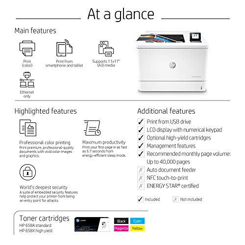 HP Color Laserjet Enterprise M751n Printer with One-Year, Next-Business Day, Onsite Warranty (T3U43A)