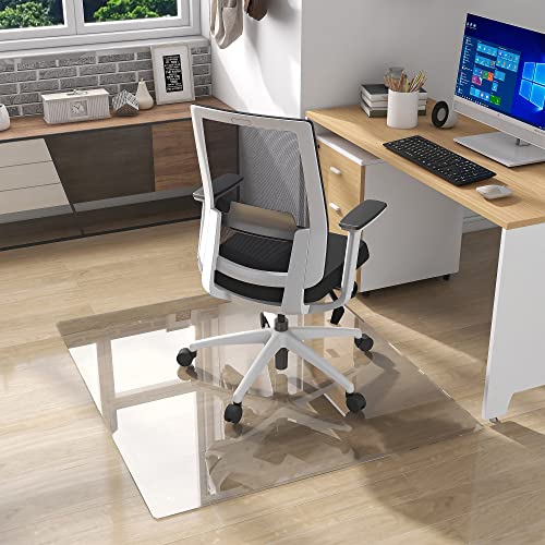 Natsukage Glass Chair Mat 46" x 53" 1/4" Thick Tempered Glass Office Chair Mat