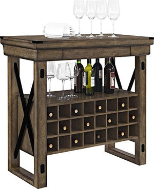 Altra Furniture Wildwood Wood Veneer Bar Cabinet, Rustic Gray