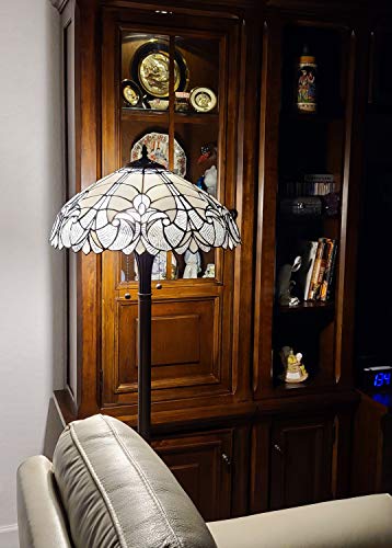 Amora Tiffany Style Floor Lamp - 62” Floral Mahogany Stained Glass