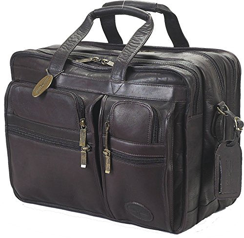 Claire Chase Executive Leather Laptop Briefcase X-wide, Computer Bag in Cafe