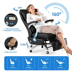 LEAGOO High-Back Electric Reclining Office Chair with Footrest