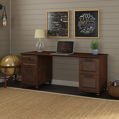 kathy ireland Home by Bush Furniture Volcano Dusk Double Pedestal Desk in Coastal Cherry