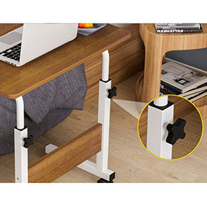 HH&DD Adjustable Side Table with Wheels for Small Spaces,Portable Mobile Laptop Table Small Standing Desk,Rolling Computer Cart Workstation for Sofa and Bed-B 80x40cm(31x16inch)