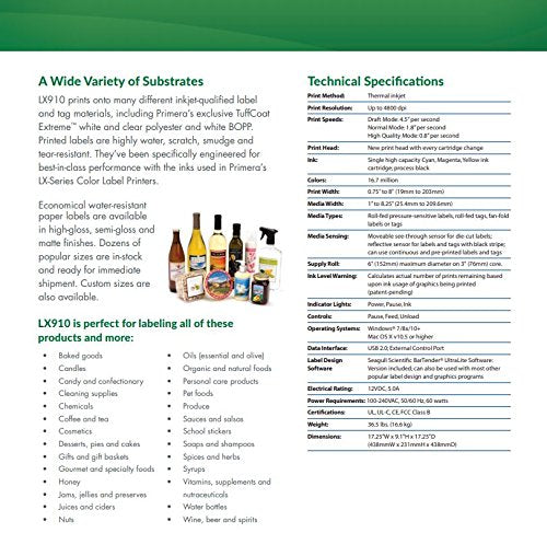 Primera LX910 Color Label Printer 74416 - Print Your Own Short Run Product Labels, Prints up to 8.25" Wide