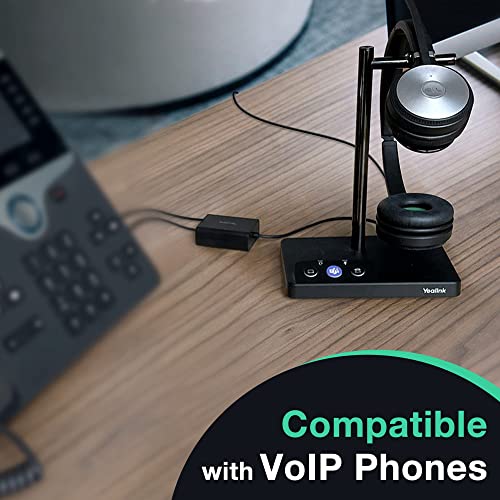Yealink WH62 Wireless Headset with EHS60 Adapter - DECT Headset with Microphone - Teams Zoom Certified - Noise Canceling Mic - Compatible for Cisco Avaya Poly Grandstream Desk Phone IP VoIP SIP Phones