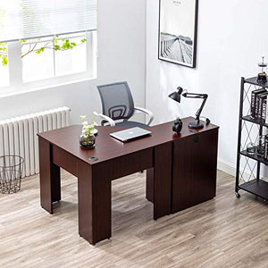 KERDOM L Shaped Computer Desk with Drawers PC Reversible Home Office Desks Modern Corner Gaming Table Writing Workstation with Storage