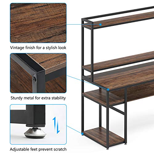 Tribesigns Computer Desk with Hutch and Shelves, 47 Inches Home Office Desk with Bookshelves and CPU Stand, Writing Desk PC Study Table Workstation for Small Spaces (Rustic Brown)