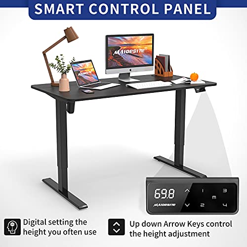 MAIDeSITe Standing Desk Electric Height Adjustable Computer Desk 55 x 28 Inches Home Office Desk Memory Controller Sit Stand Table Computer Workstations Black