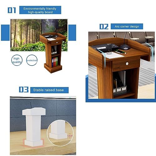 YUZES Wooden Lectern Podium Stand - Gray, Floor Standing for Classroom Churches Auditorium