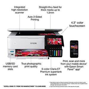 Epson EcoTank Photo ET-8500 Wireless Wide-Format Color All-in-One Supertank Printer with Scanner, Copier, Ethernet and 4.3-inch Color Touchscreen