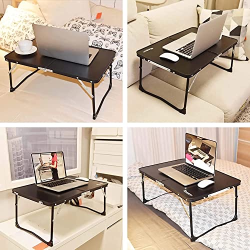 Foldable Laptop Table Desk Wood Grain Portable Notebook Stand Holder (Color : Black)