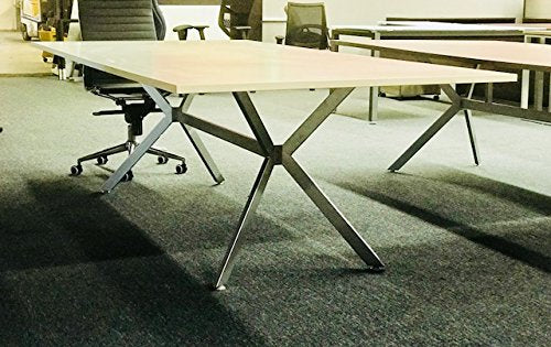 DFS Designs tech Conference Table 8ft by 4ft in White with mat Silver X Base