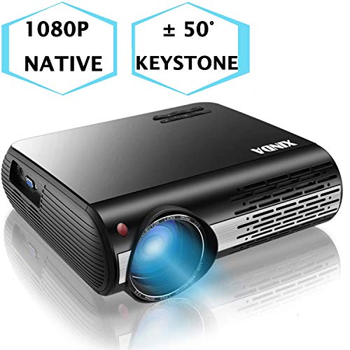 1080P Projector,XINDA 6200 Lux Projector ,±50°4D Keystone Correction with X&Y Zoom,4K Home Theater Projector,Home &Business Projector for TV Stick,Smartphone,PC,Box,PS4,HDMI,VGA,USB