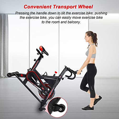 Exercise Bike, DMASUN Indoor Cycling Bike Stationary, Comfortable Seat Cushion, Multi - grips Handlebar, Heavy Flywheel Upgraded Version