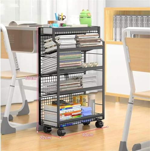 GaRcan Desk Side Small Bookshelf with Wheels