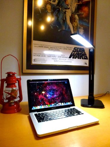 Lightblade 1500 by Lumiy - Black Ultra Bright LED Desk Light Table Lamp with Captive Touch Controls for Brightness and Color Temperature, USB Charging for Smart Phone, 1 Hour Time