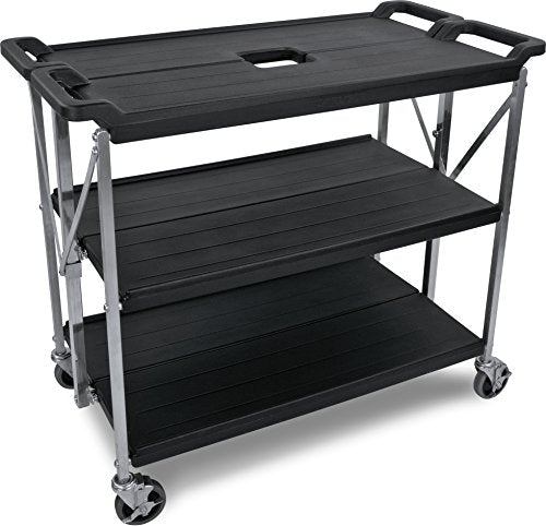 Carlisle SBC203103 Fold 'N Go Collapsible Utility Cart, 350 Pound Capacity, 31" Length x 20" Width Shelf, Black