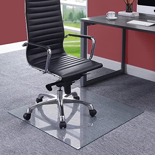 Fab Glass and Mirror 60"x60" Tempered Glass Chair Mat | 1/4" Thick Clear Mat | Protects Floors & Carpets