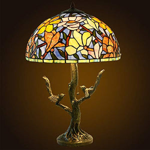 MaGiLL Tiffany Style Desk Lamp - Retro 25 Inch High Copper Magnolia Stained Glass Lampshade