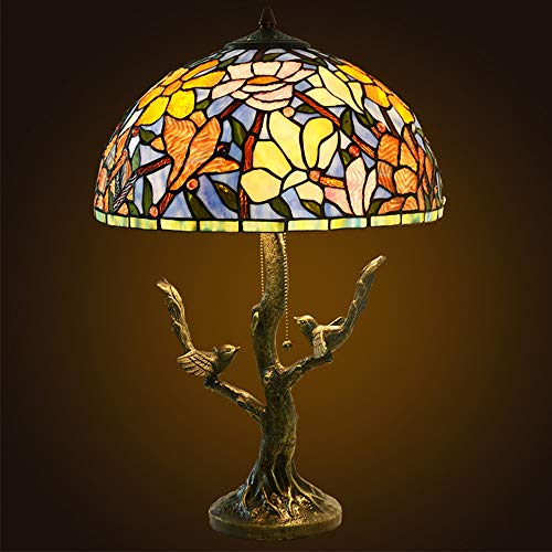 MaGiLL Tiffany Style Desk Lamp - Retro 25 Inch High Copper Magnolia Stained Glass Lampshade